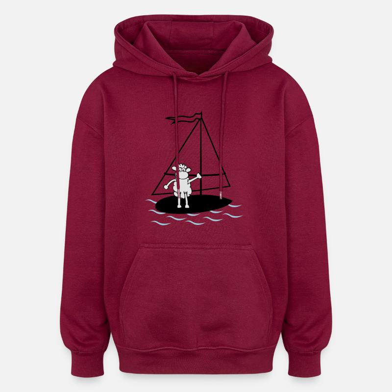 Surfing sheep - Oversized Unisex Hoodie - burgundy