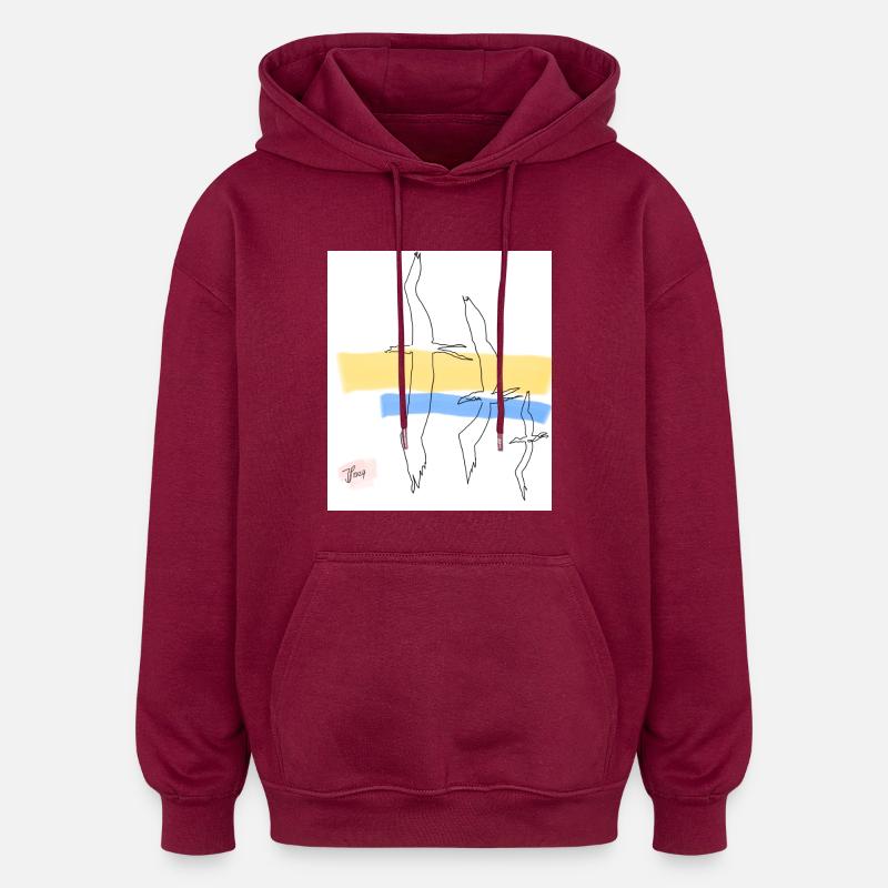 Oiseaux libres - Sweat à capuche oversize unisexe - bordeaux