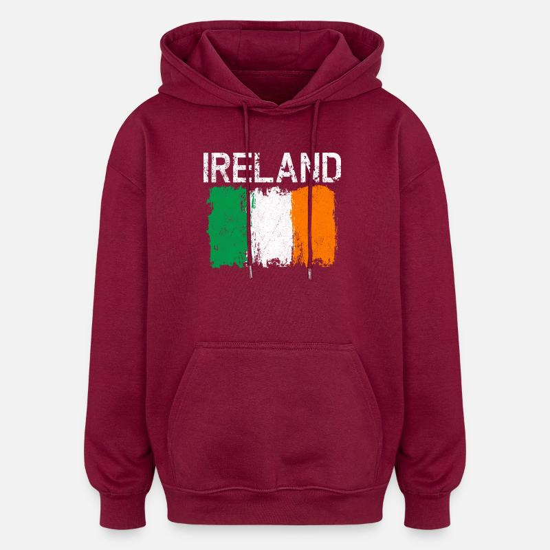 Grunge-Irland-Flaggendesign - Oversized Unisex Hoodie - Burgunderrot