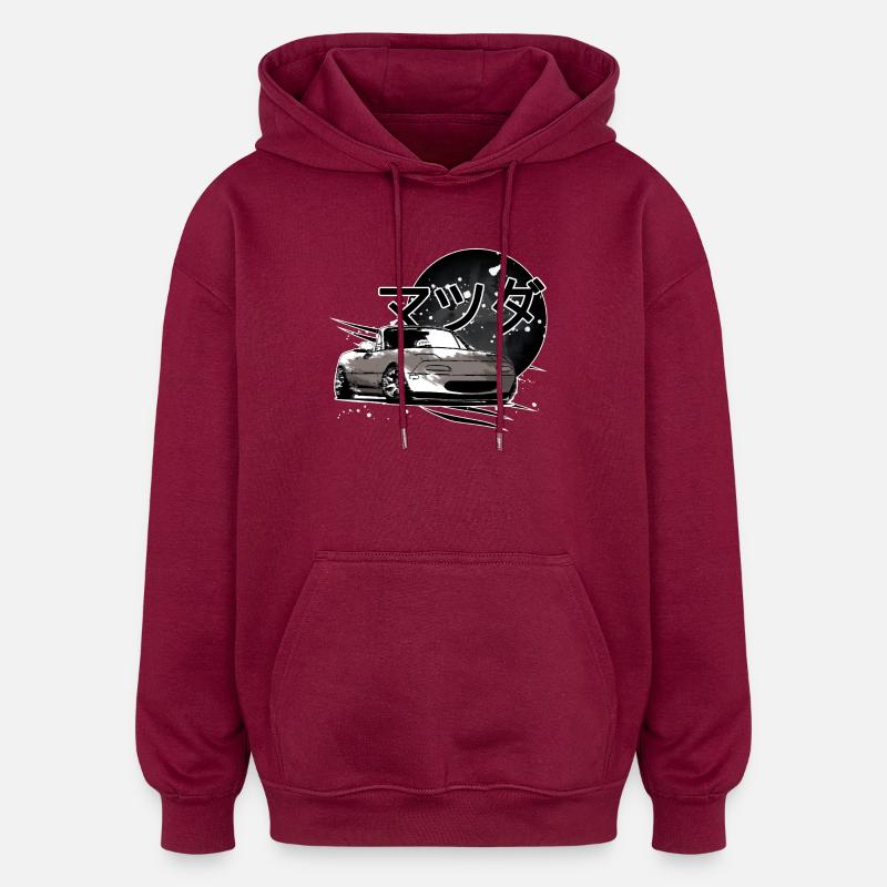 Voiture japonaise Miata Mx5 grise - Sweat à capuche oversize unisexe - bordeaux
