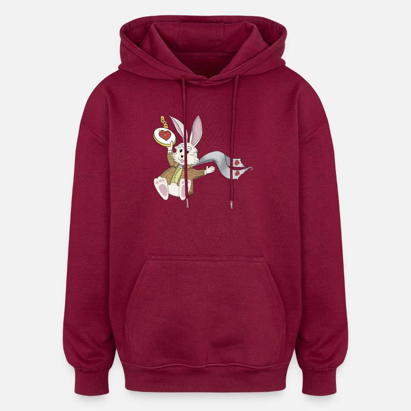 White Rabbit - Oversized Unisex Hoodie - burgundy