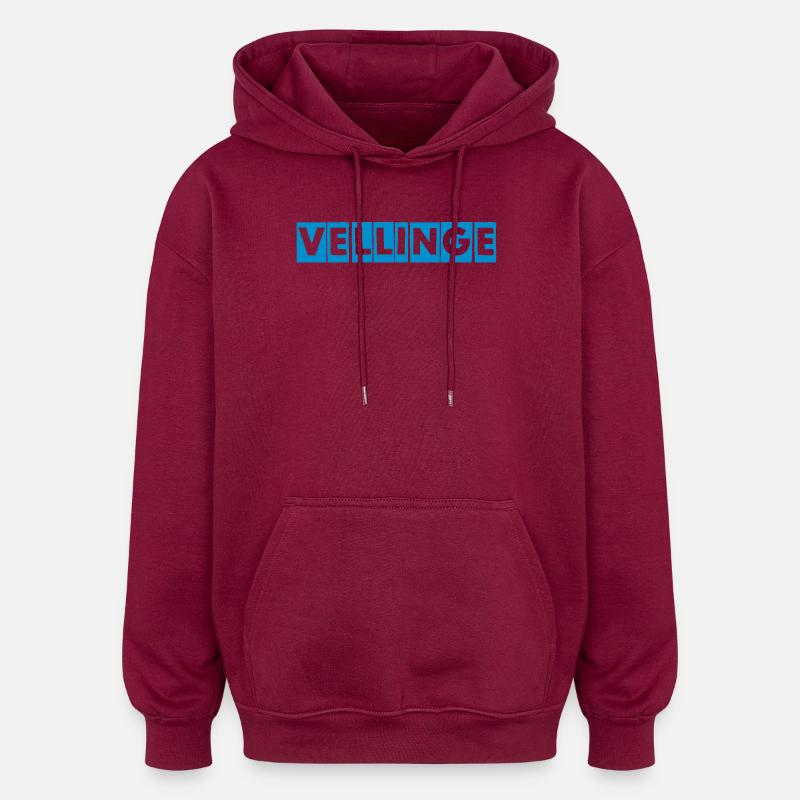 Vellinge – Conception de texte bleu - Sweat à capuche oversize unisexe - bordeaux