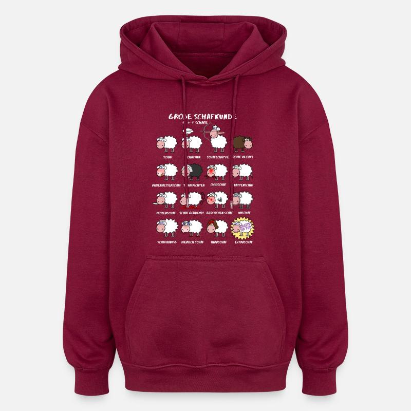 Great sheep knowledge - Oversized Unisex Hoodie - burgundy