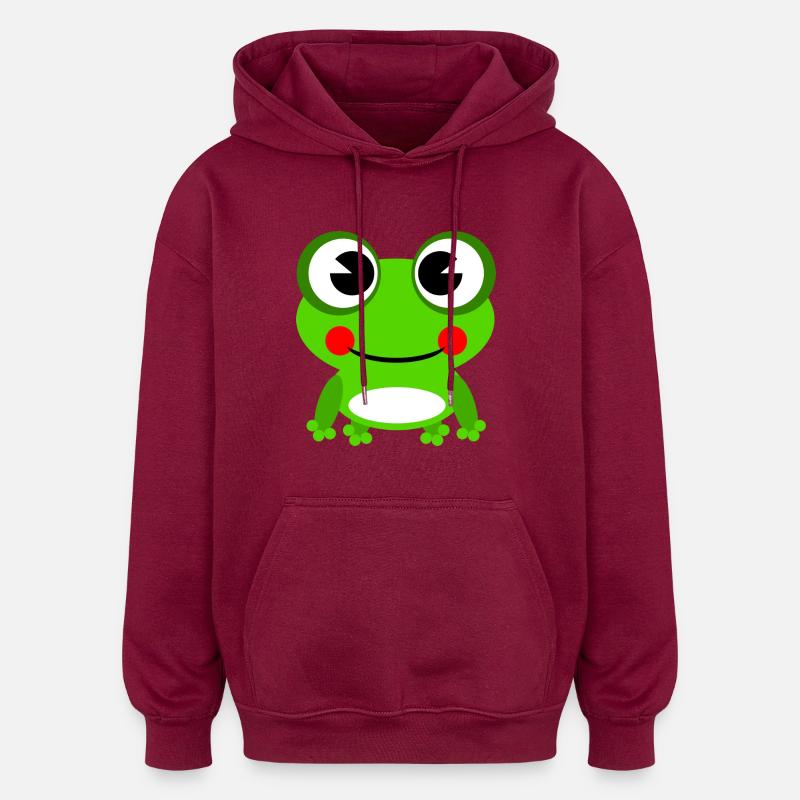 Frosch - Oversized Unisex Hoodie - Burgunderrot