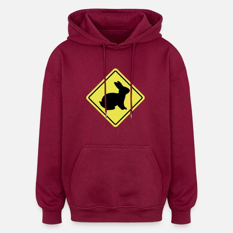 Signe de lapin - Sweat à capuche oversize unisexe - bordeaux