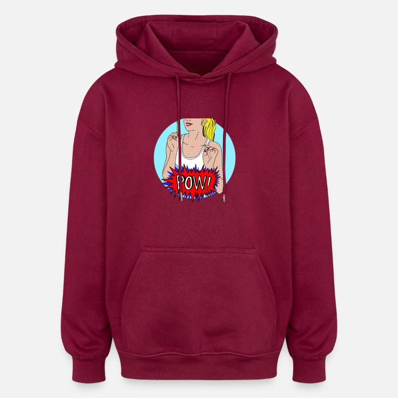 Pow ! - Sweat à capuche oversize unisexe - bordeaux