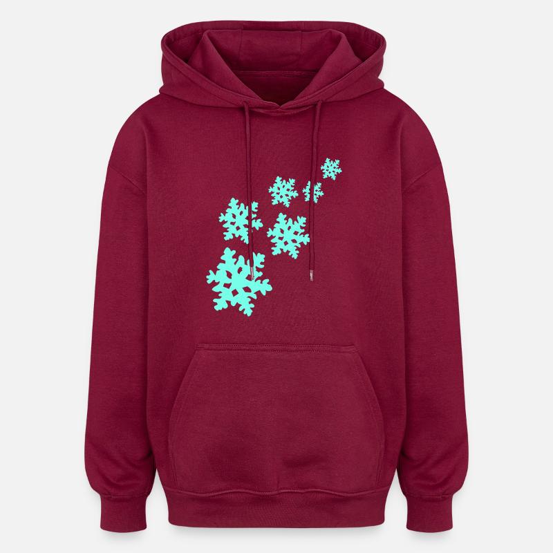 Snowflakes - Oversized Unisex Hoodie - burgundy