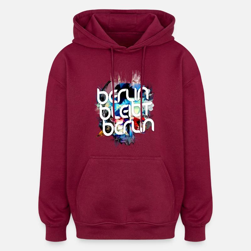 Berlin reste Berlin - Berlin Vit - Sweat à capuche oversize unisexe - bordeaux