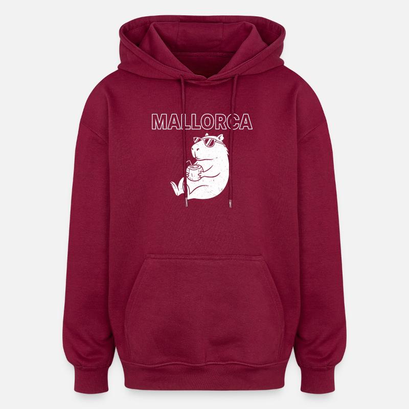 Mallorca Capybara Kokosnuss - Sweat à capuche oversize unisexe - bordeaux