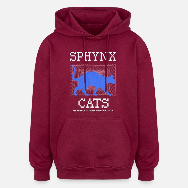 Chat Sphynx sans poils drôle - Sweat à capuche oversize unisexe - bordeaux
