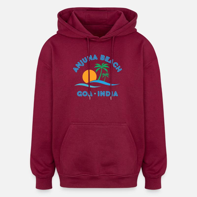 Plage d’Anjuna Goa Coucher de soleil - Sweat à capuche oversize unisexe - bordeaux