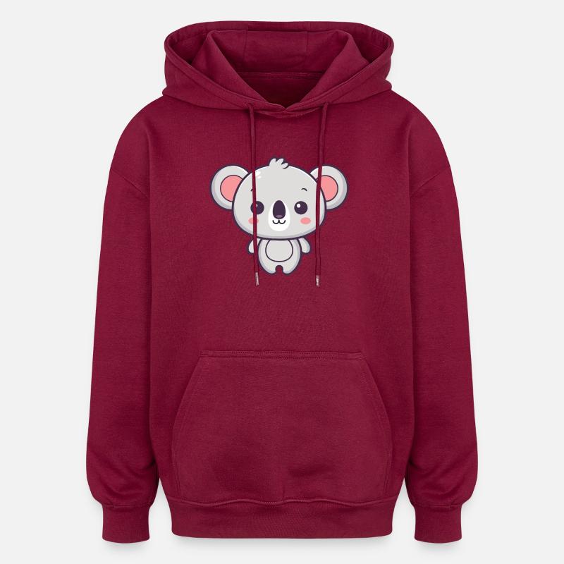 Koala Doux Pastel Dessin - Sweat à capuche oversize unisexe - bordeaux