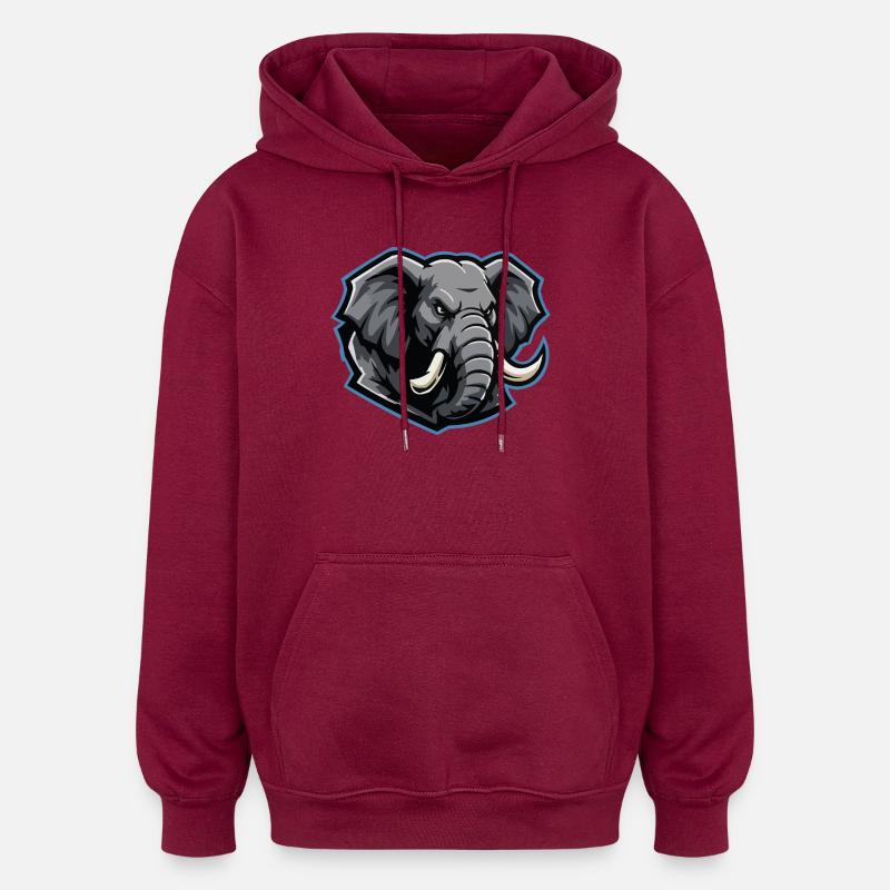 Elefantenkopf Maskottchen-Logo - Oversized Unisex Hoodie - Burgunderrot