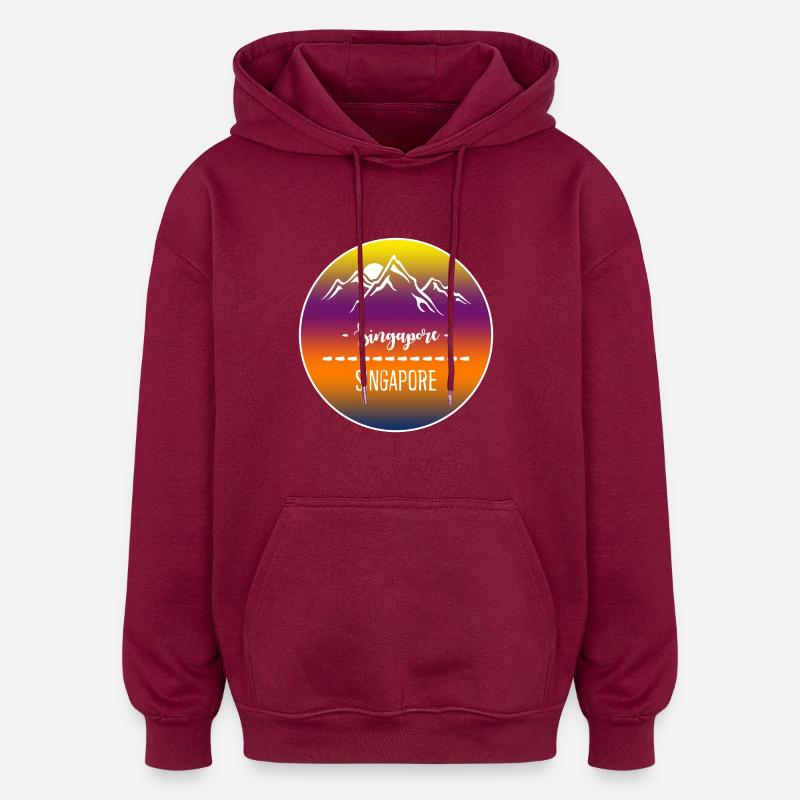 Singapur Singapur - Oversized Unisex Hoodie - Burgunderrot