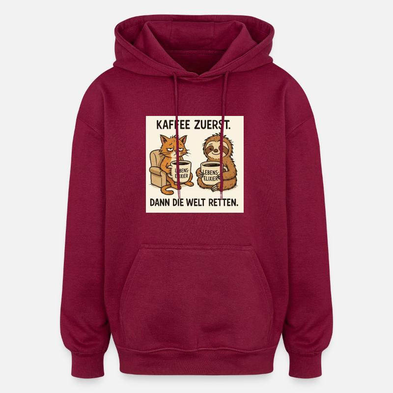 Die Welt retten - Oversized Unisex Hoodie - Burgunderrot