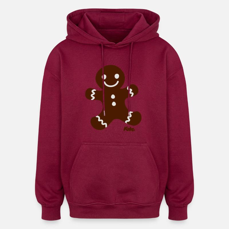 Lebkuchen 2c - Sweat à capuche oversize unisexe - bordeaux