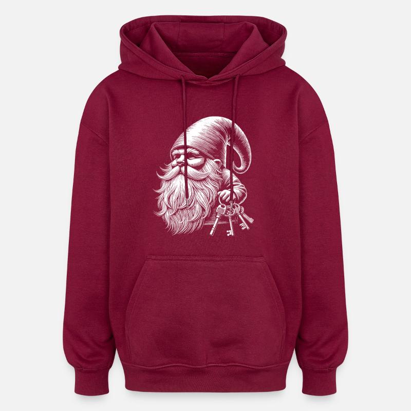 Trousseau de clés - Sweat à capuche oversize unisexe - bordeaux