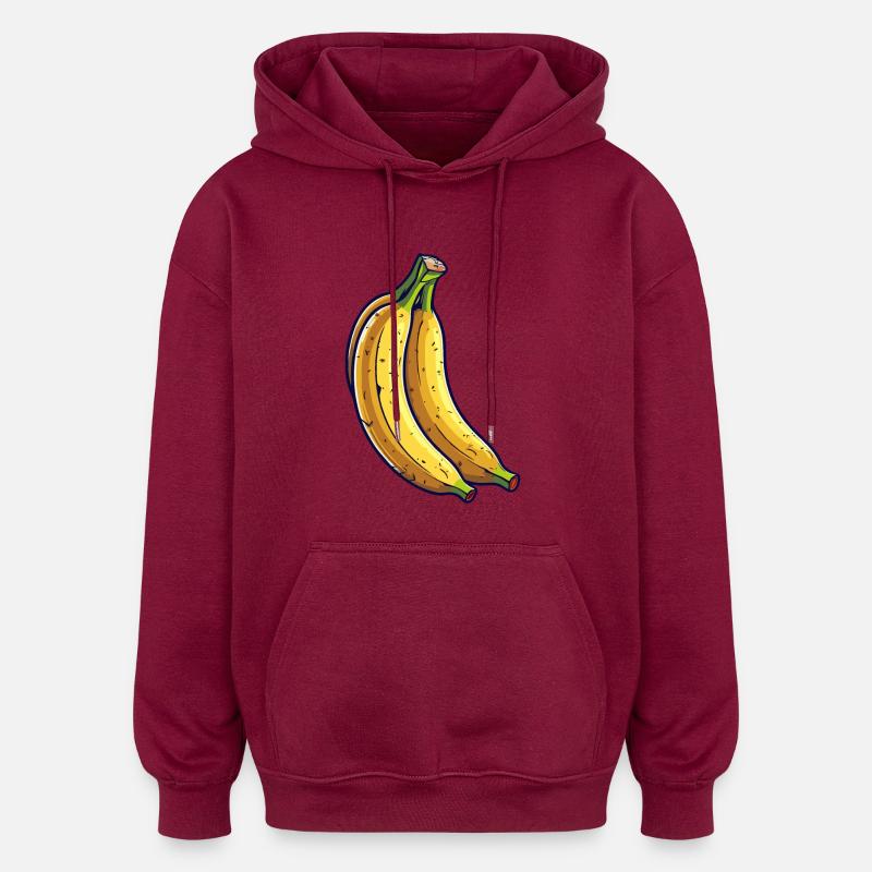 Bananes - Sweat à capuche oversize unisexe - bordeaux