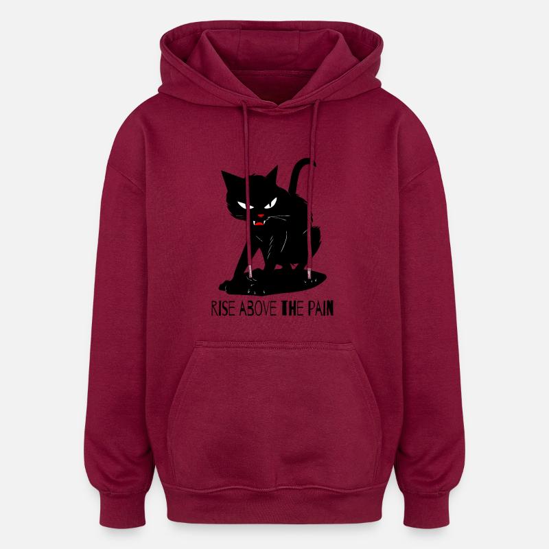 Beyond the Pain – Cat - Oversized Unisex Hoodie - burgundy