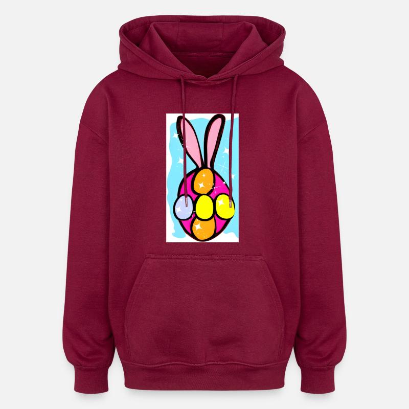 Bunte Osterhasen-Eier Illustration - Oversized Unisex Hoodie - Burgunderrot