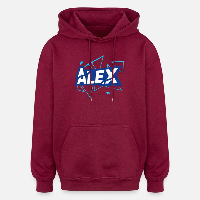 Alex - Sweat à capuche oversize unisexe - bordeaux