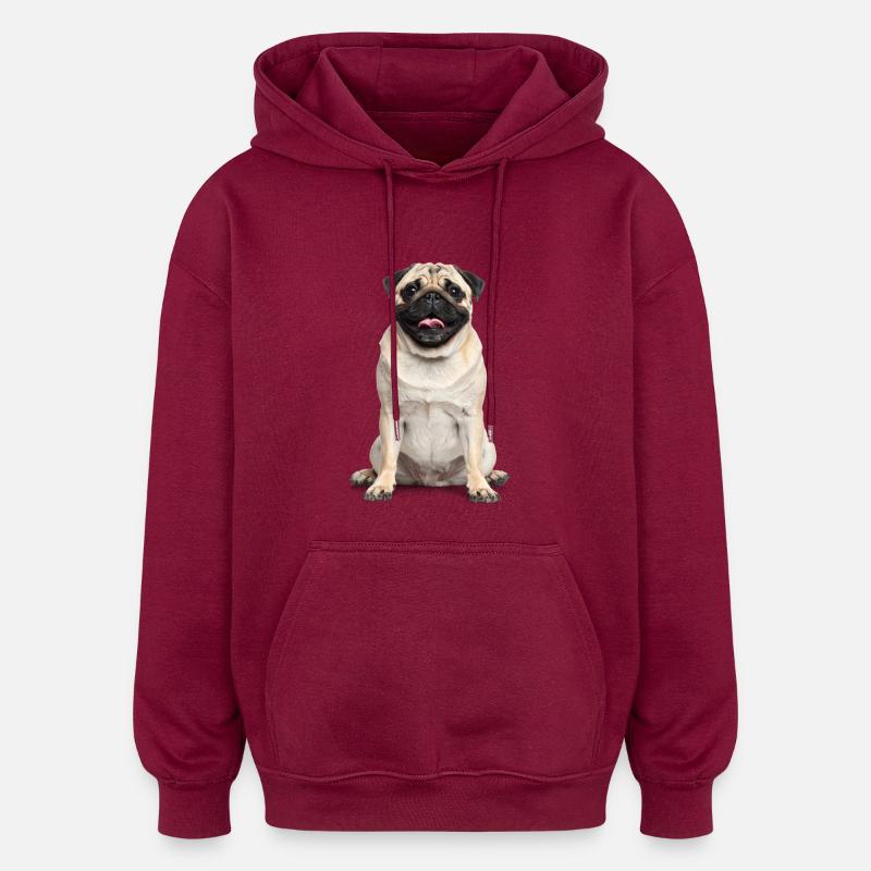 Carlin – Charmant, câlin et plein d’amour ! - Sweat à capuche oversize unisexe - bordeaux
