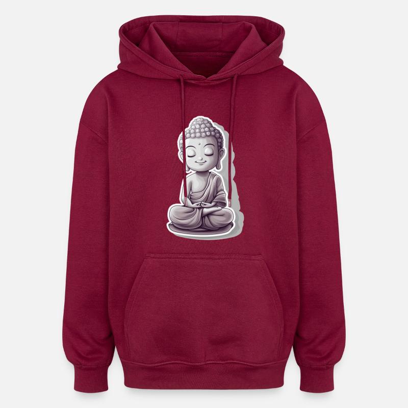 Meditating Buddha with calm expression - Oversized Unisex Hoodie - burgundy