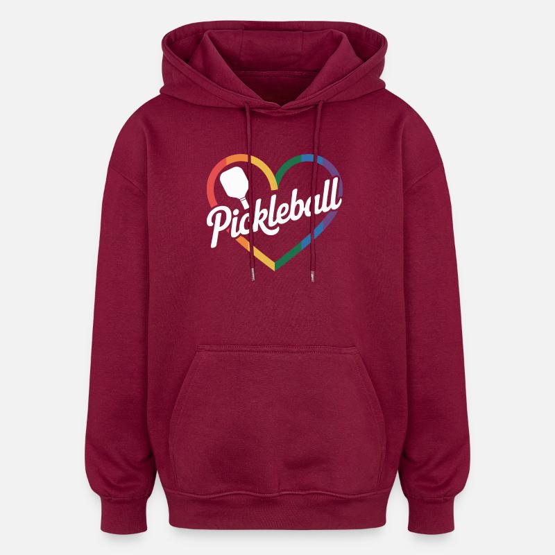 Coeur Pickleball - Sweat à capuche oversize unisexe - bordeaux