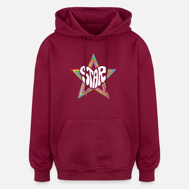 Space Star Psychedelic Rainbow - Oversized Unisex Hoodie - burgundy