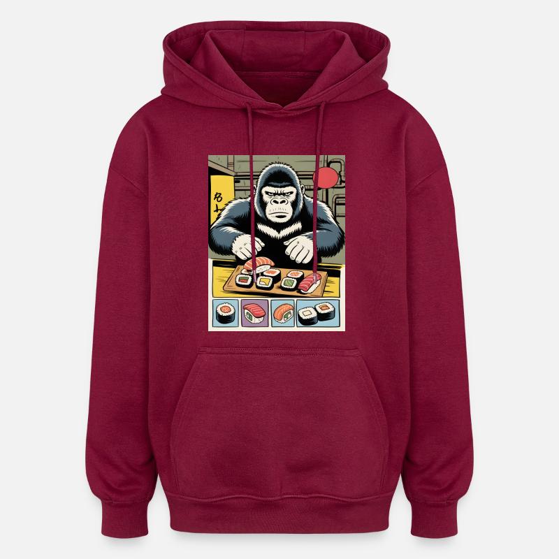 Gorilla Sushi - Sweat à capuche oversize unisexe - bordeaux