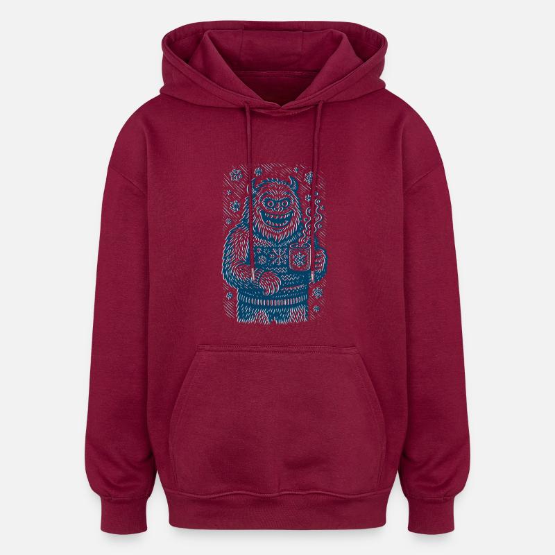Frostpunk Yeti - Sweat à capuche oversize unisexe - bordeaux