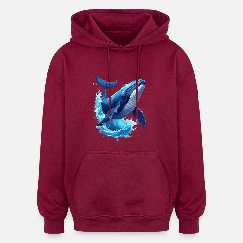 baleine - Sweat à capuche oversize unisexe - bordeaux