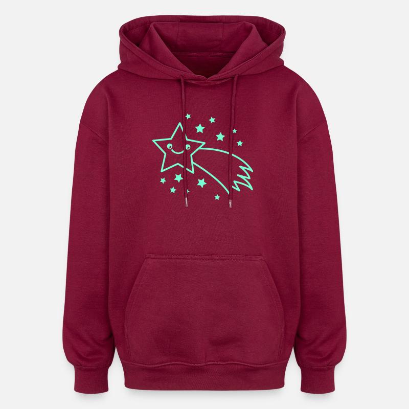Comète Stellaire Souriante - Sweat à capuche oversize unisexe - bordeaux