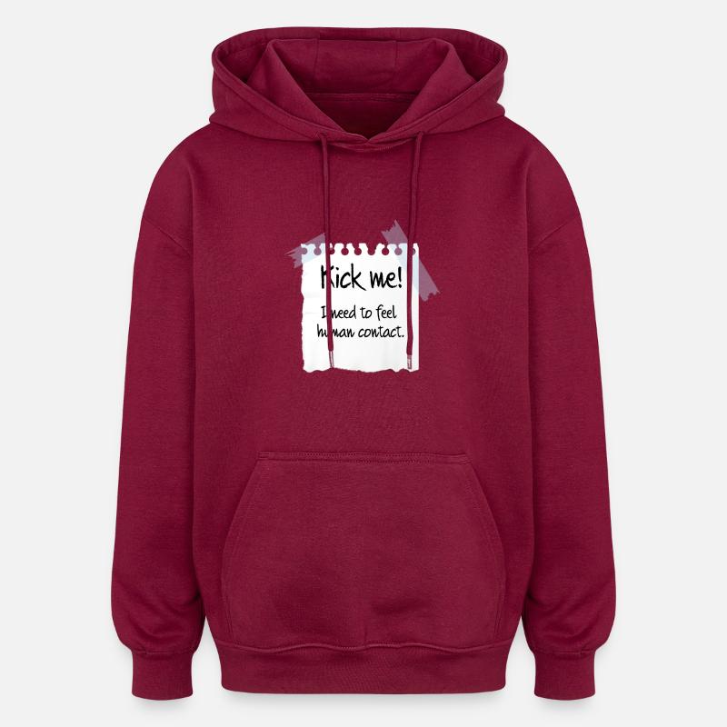 Kick me! - Sweat à capuche oversize unisexe - bordeaux