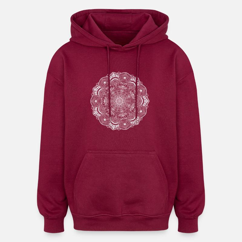 Mandala - Sweat à capuche oversize unisexe - bordeaux