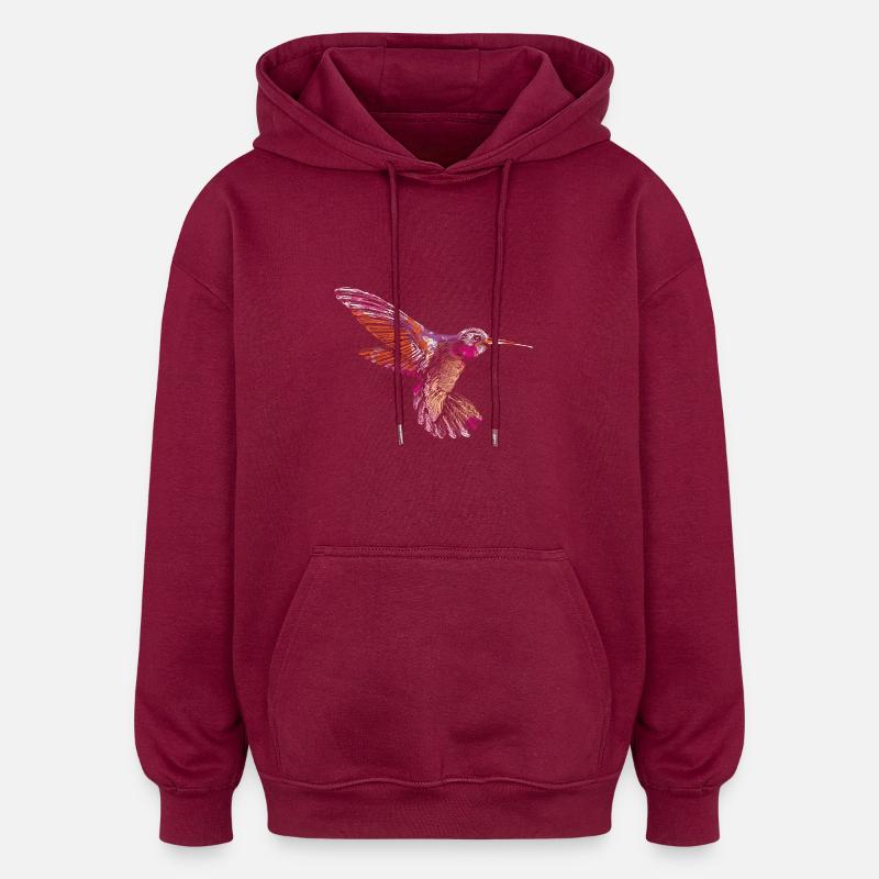 kolibri - Oversized Unisex Hoodie - Burgunderrot