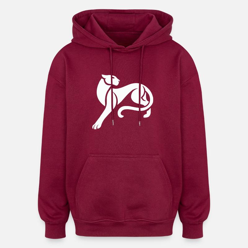 panthère - Sweat à capuche oversize unisexe - bordeaux