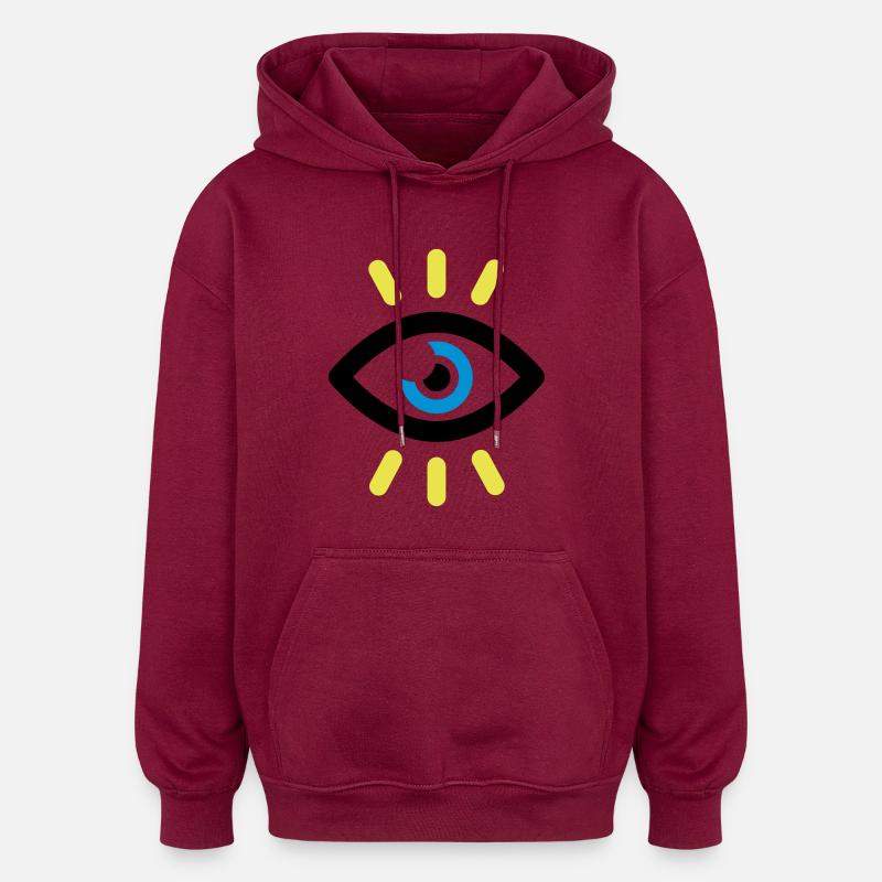 SYMBOLE OEIL OUVERT - Sweat à capuche oversize unisexe - bordeaux