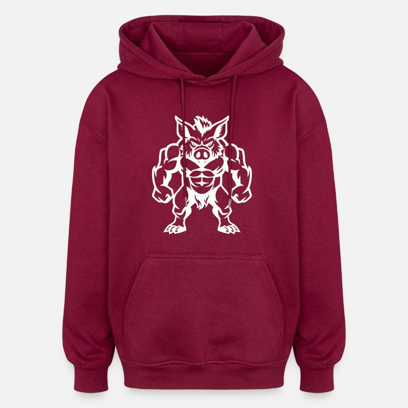 Bande dessinée Sanglier - Sweat à capuche oversize unisexe - bordeaux