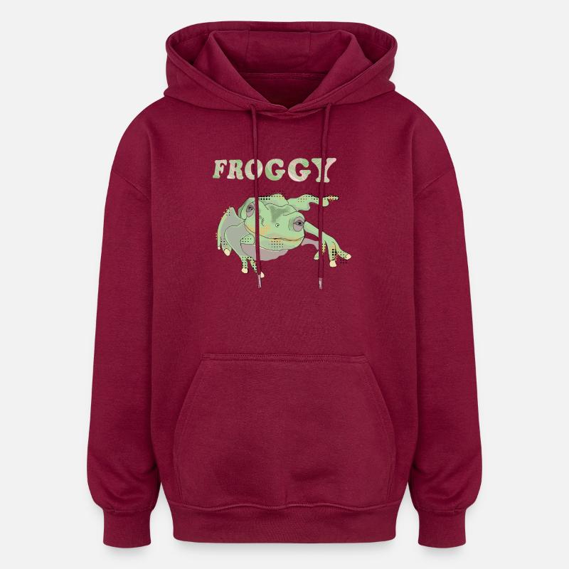 Froggie - Sweat à capuche oversize unisexe - bordeaux