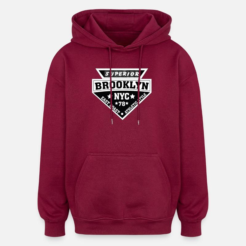 Bouclier Brooklyn NYC Athlétique - Sweat à capuche oversize unisexe - bordeaux