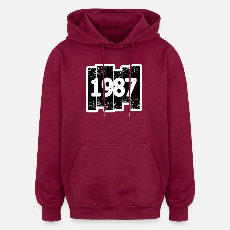 Année 1987 - Sweat à capuche oversize unisexe - bordeaux