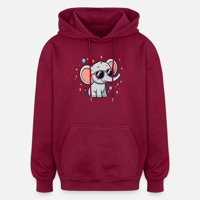 Éléphant Chatoyant Lunettes Soleil - Sweat à capuche oversize unisexe - bordeaux