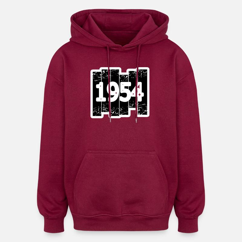 Année 1954 - Sweat à capuche oversize unisexe - bordeaux