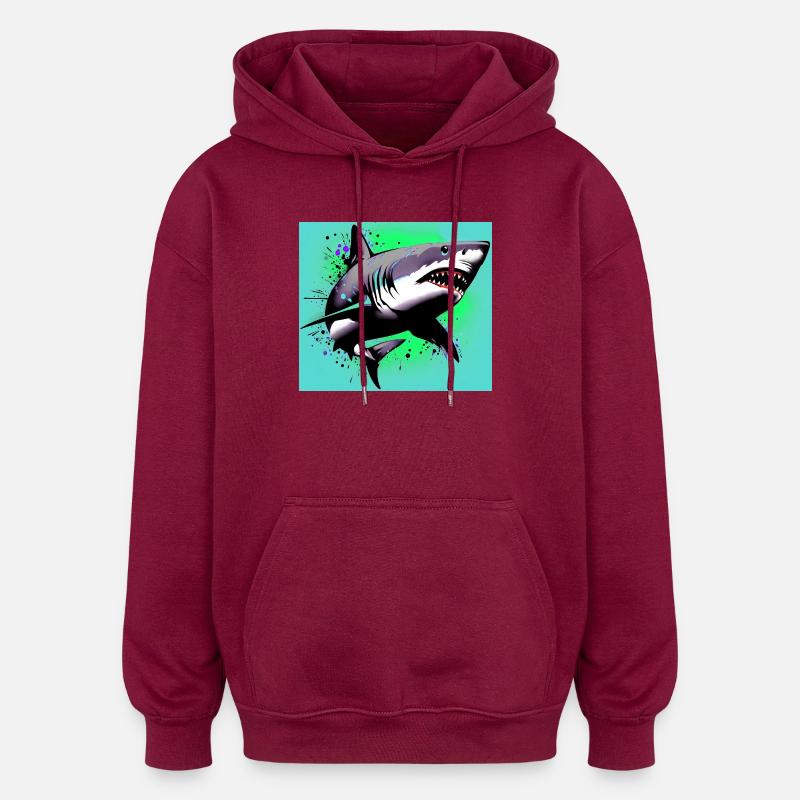 Requin - Sweat à capuche oversize unisexe - bordeaux