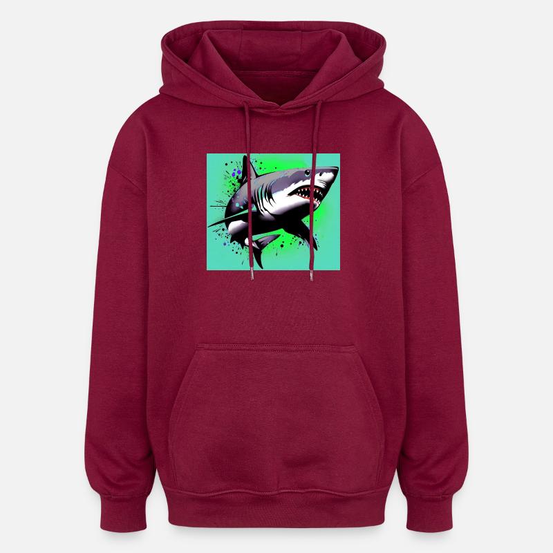 Requin - Sweat à capuche oversize unisexe - bordeaux