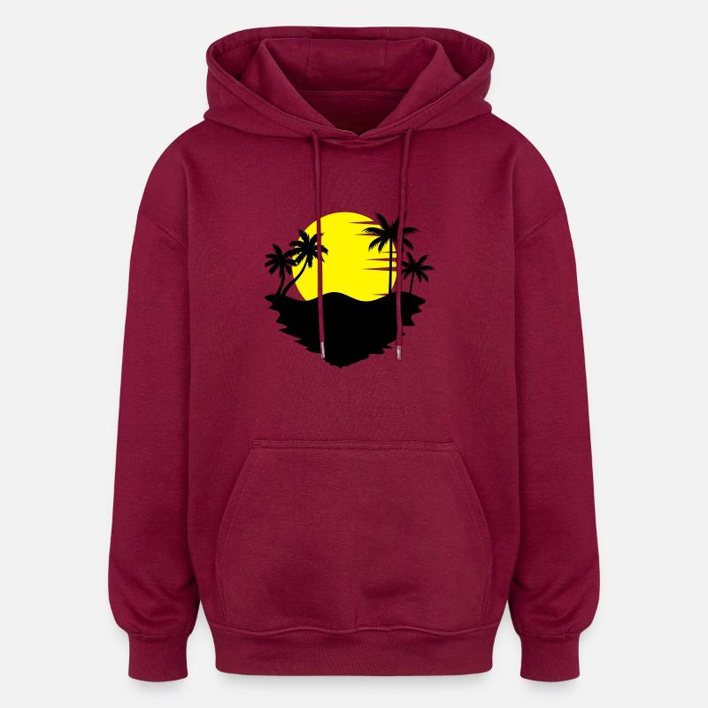 palm_sun - Oversized Unisex Hoodie - burgundy