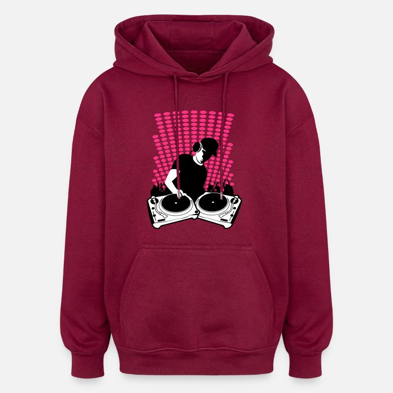 DJ turntables - Sweat à capuche oversize unisexe - bordeaux