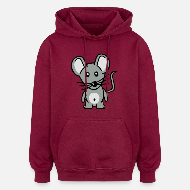 Mouse - Oversized Unisex Hoodie - burgundy