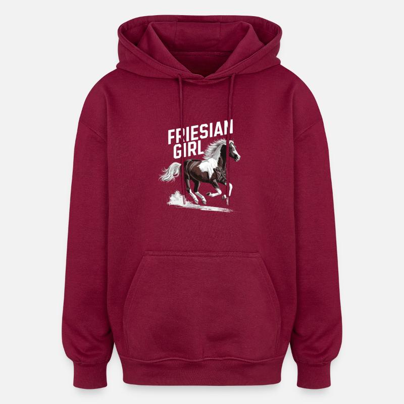 Fière cavalière frisonne - Sweat à capuche oversize unisexe - bordeaux